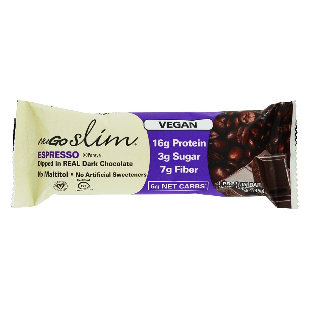 Comprar Vegan Esbelto Real Escuro Chocolate Barras Caixa Café expresso - 12 Barras NuGo Nutrition - Imagem 2