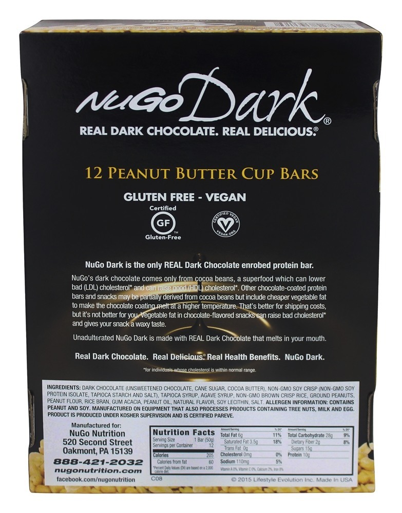 Comprar Barra de chocolate escuro barra de manteiga de amendoim - 12 Barras NuGo Nutrition - Imagem 2