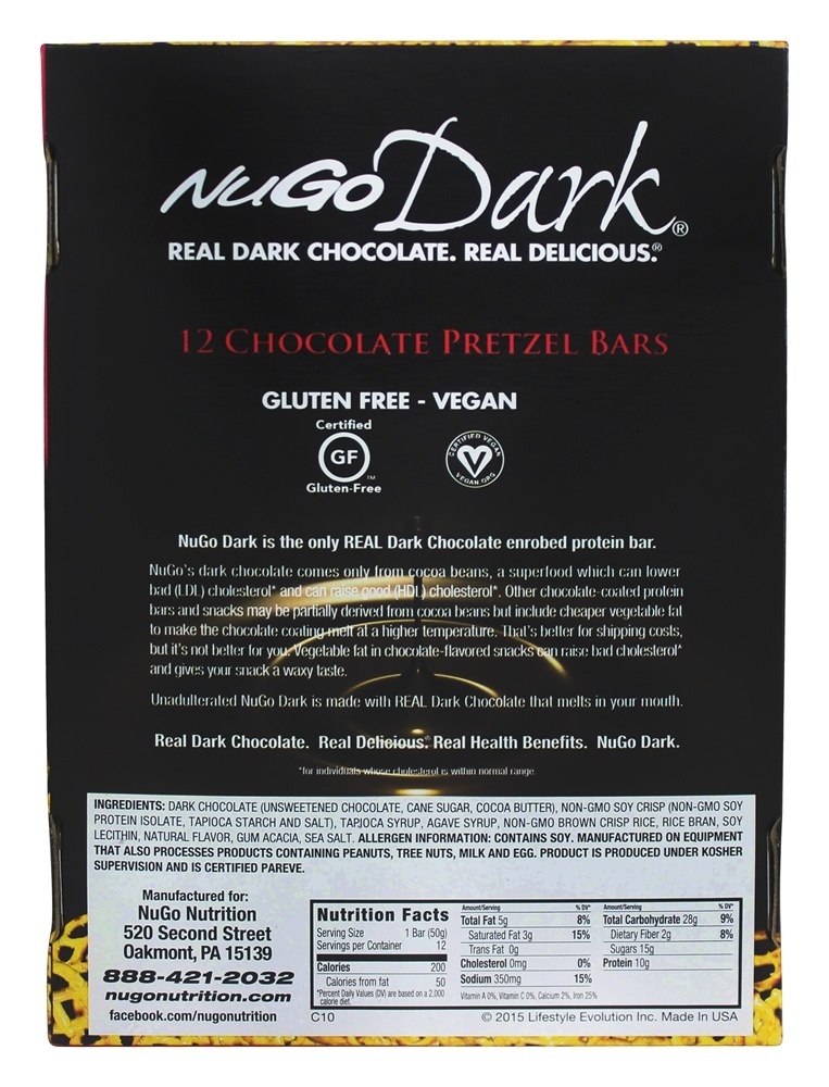 Comprar Pretzel de chocolate com barra de chocolate escuro com sal marinho - 12 Barras NuGo Nutrition - Imagem 2