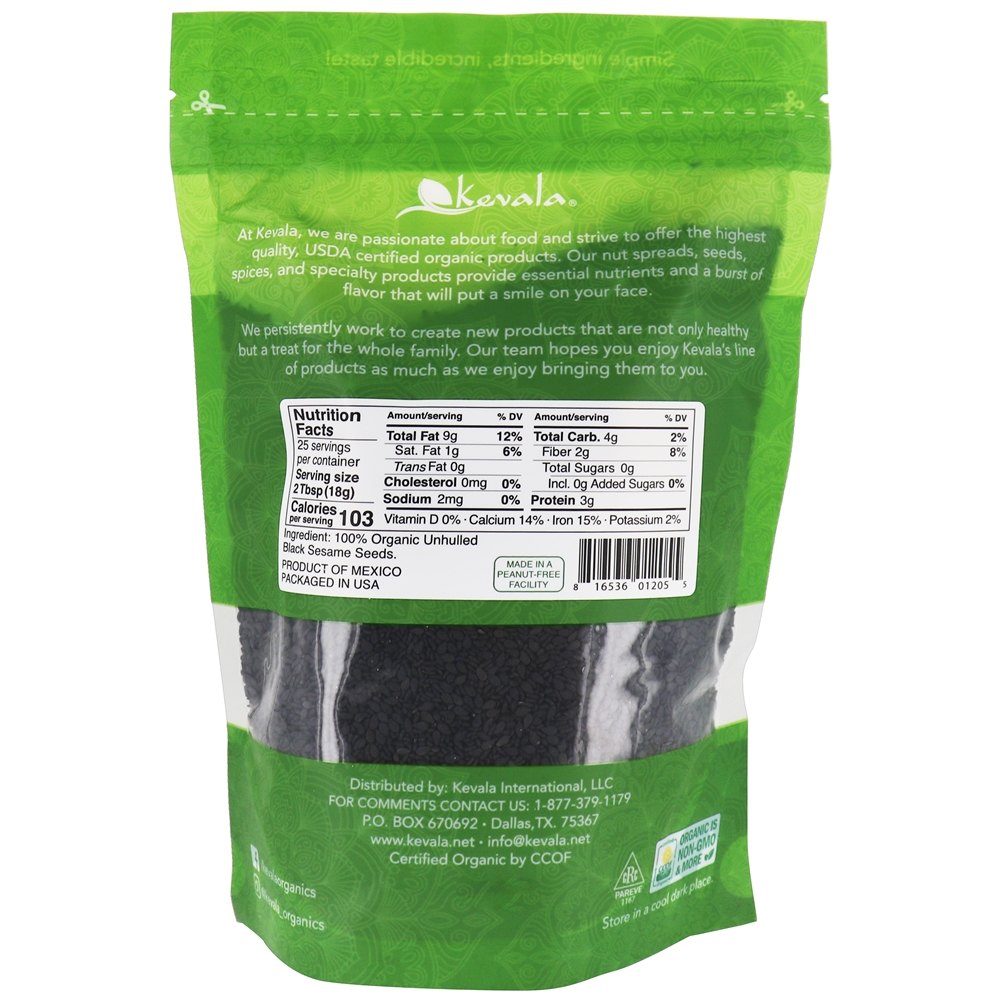 Comprar Sementes de gergelim preto orgânico - 16 oz. Kevala - Imagem 2