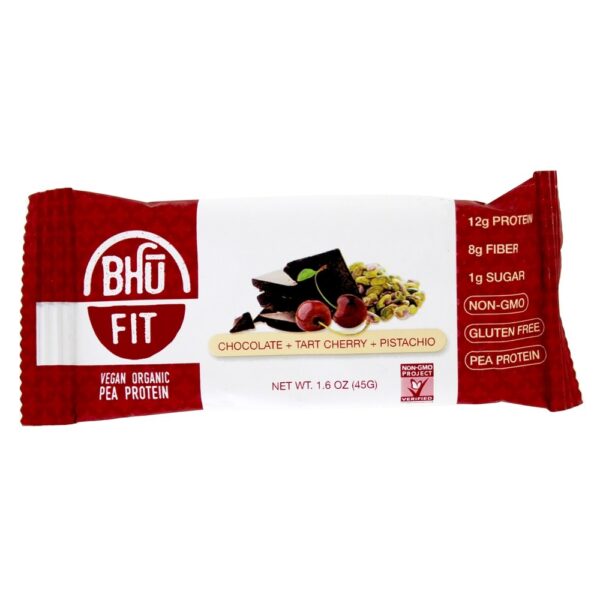 Comprar Barra de proteína de ervilha vegan Chocolate + Torta de cereja + pistache - 12 Barras Bhu Fit - Imagem 4