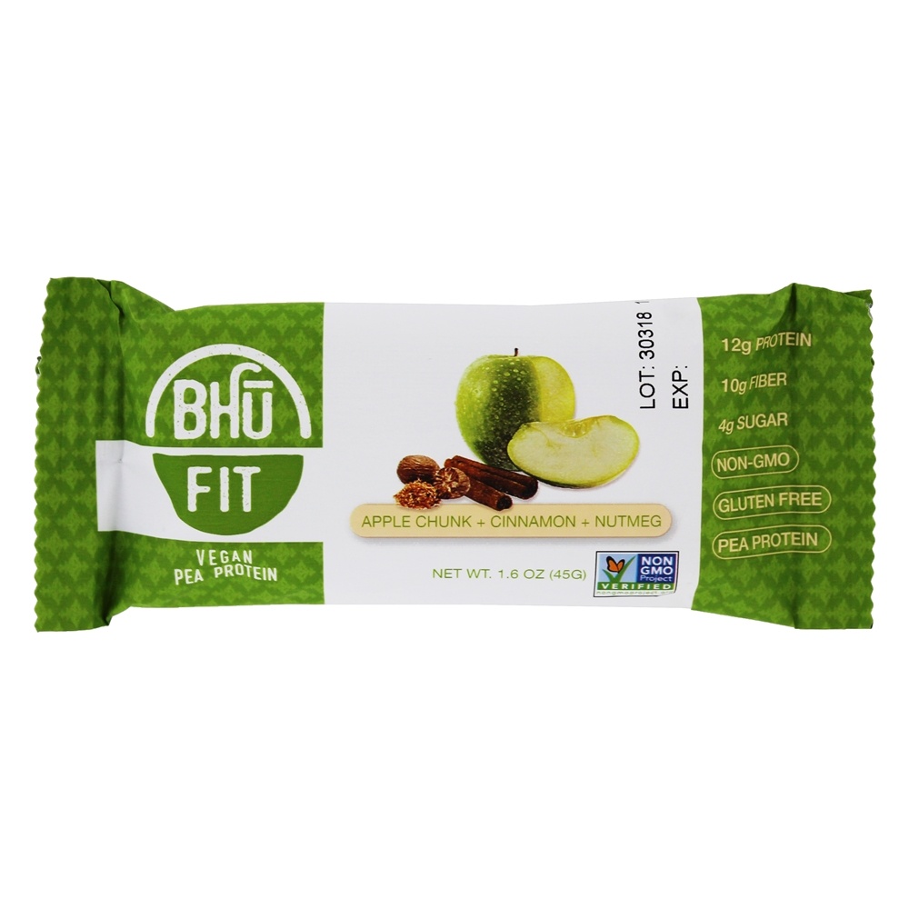 Comprar Barra de proteína de ervilha vegan Pedaço de maçã + canela + noz-moscada - 1.6 oz. Bhu Fit