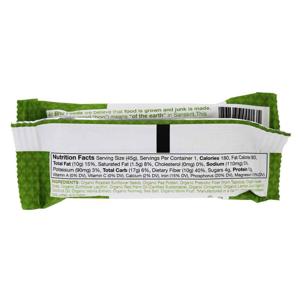 Comprar Barra de proteína de ervilha vegan Pedaço de maçã + canela + noz-moscada - 1.6 oz. Bhu Fit - Imagem 2