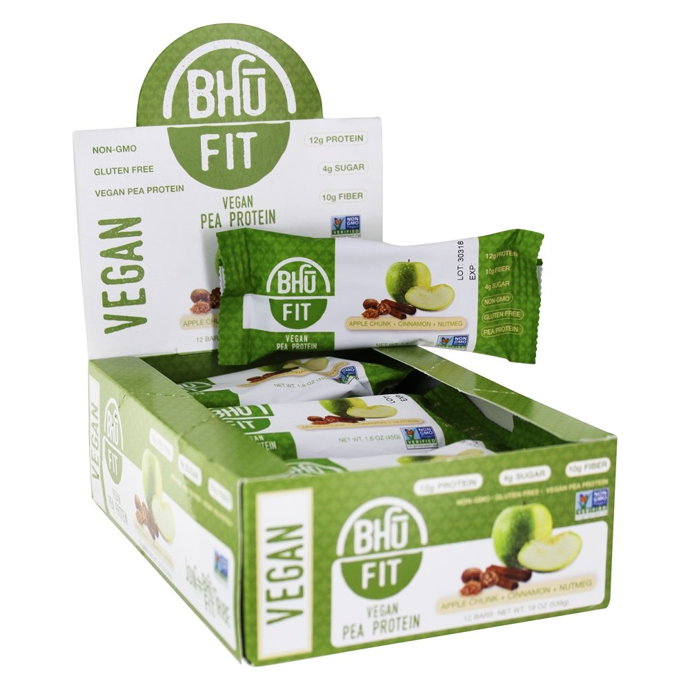 Comprar Barra de proteína de ervilha vegan Pedaço de maçã + canela + noz-moscada - 12 Barras Bhu Fit