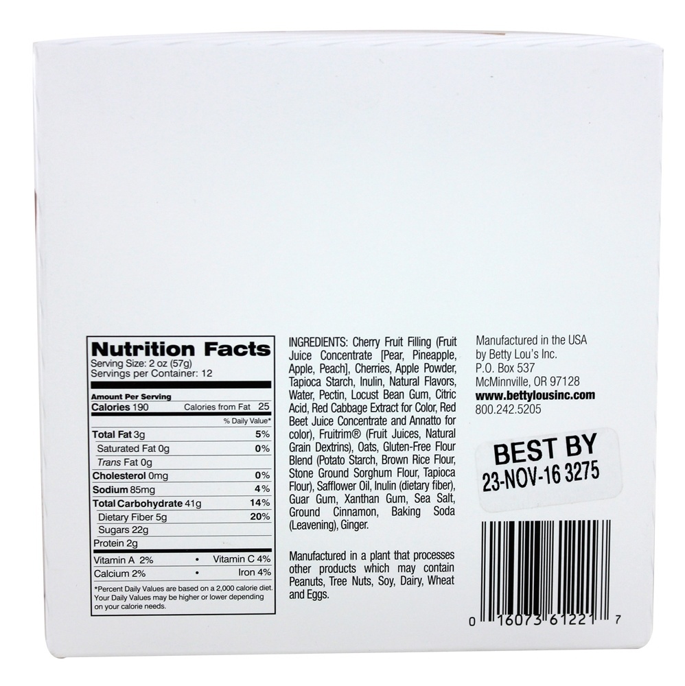 Comprar Cereja de Frutas Cereja sem Glúten - 12 Barras Betty Lou's - Imagem 2