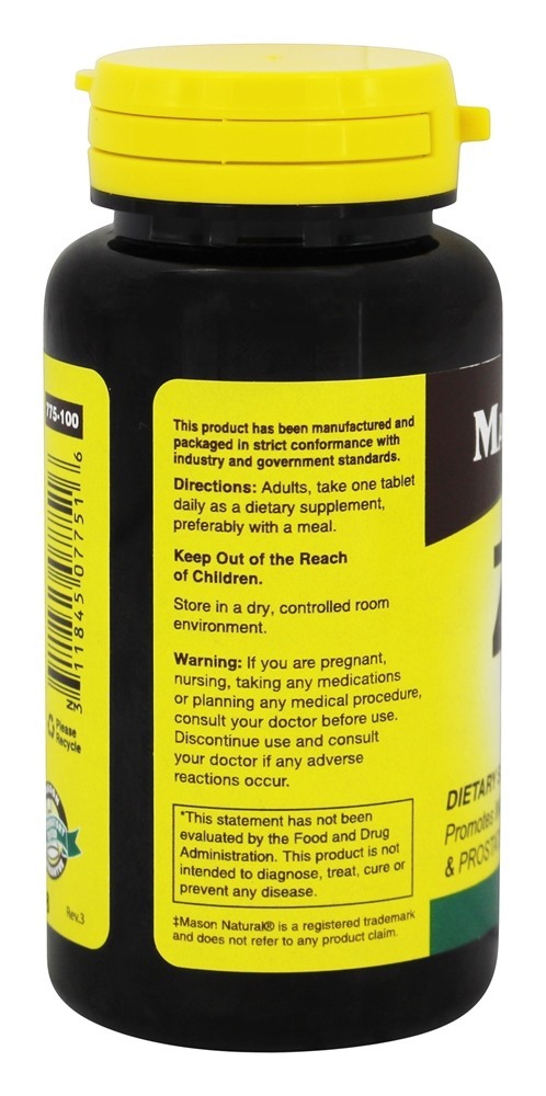 Comprar Zinco 100 mg. - 100 Tablets Mason Natural - Imagem 3