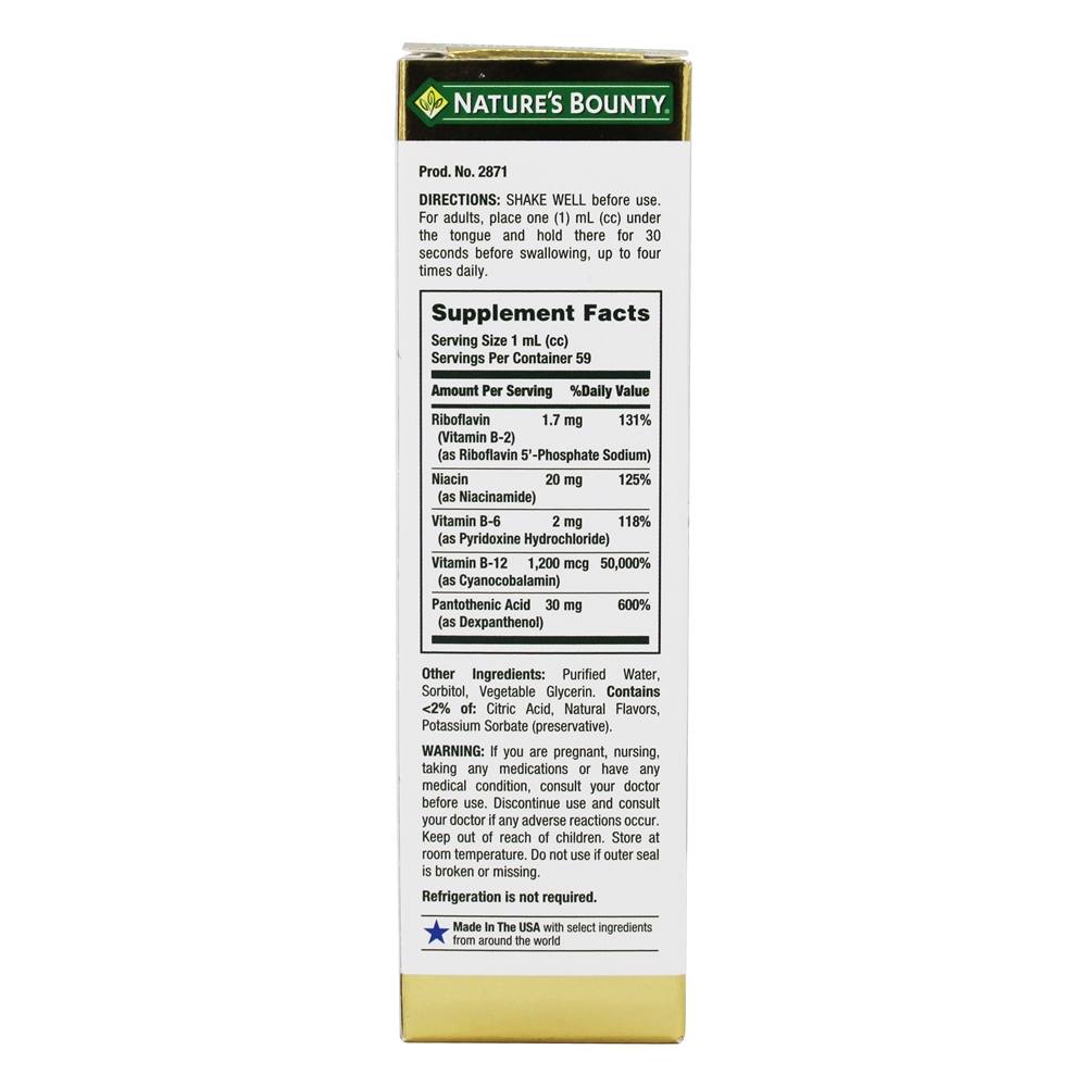 Comprar Suporte do complexo sublingual B para o metabolismo energético 1000 mg. - 2 fl. oz. Nature's Bounty - Imagem 2