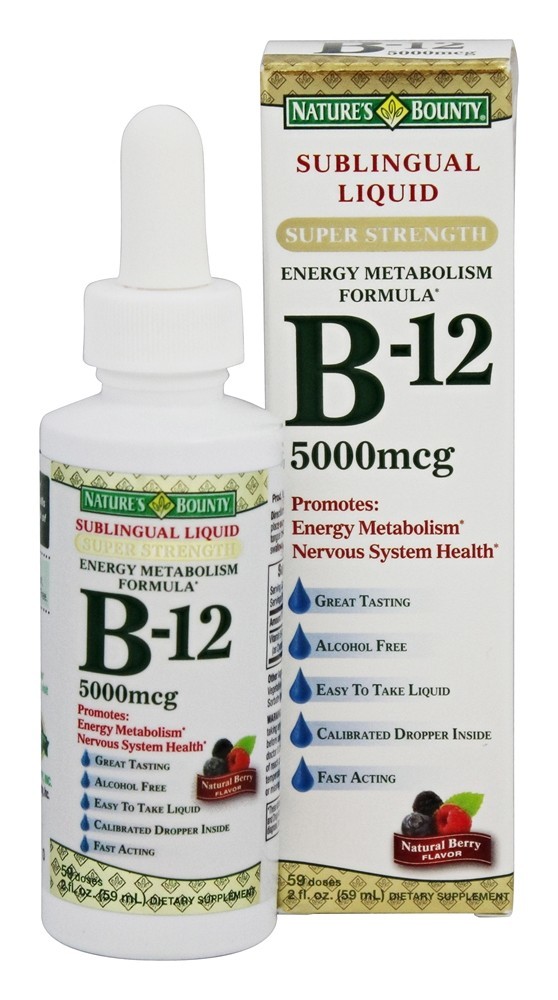 Comprar Vitamina B12 Líquido Sublingual Sabor Natural de Frutas 5000 mcg. - 2 fl. oz. Nature's Bounty