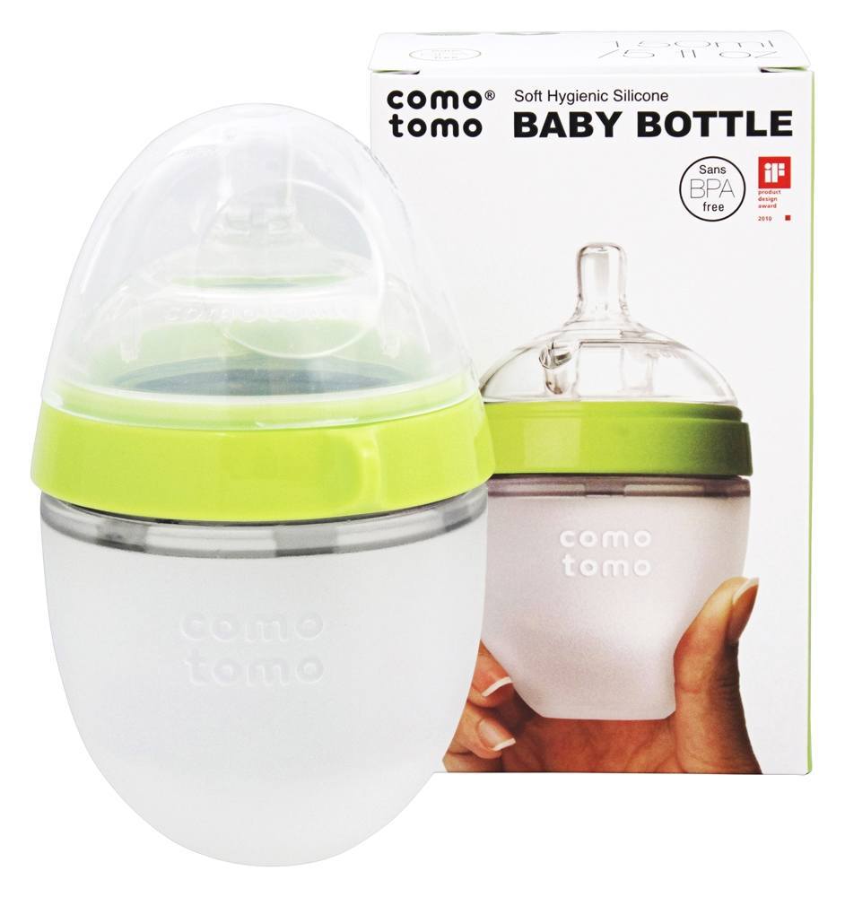 Comprar Verde higiênico macio do bloco 0-3m do frasco de bebê do silicone único - 5 oz. Comotomo