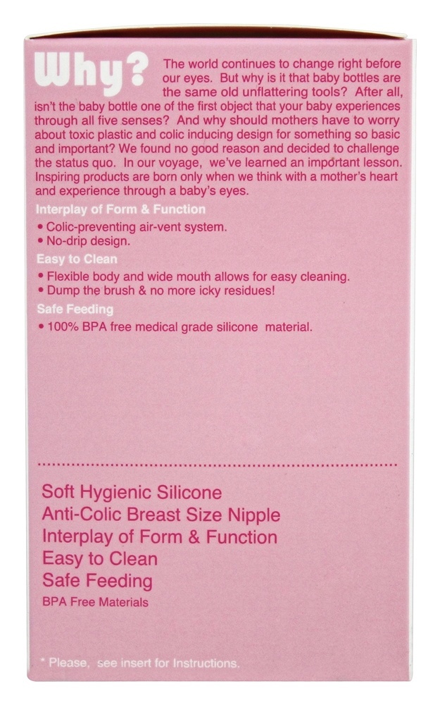Comprar Rosa higiênico macio do gêmeo da garrafa de bebê do silicone 0-3m rosa - 5 oz. Comotomo - Imagem 2