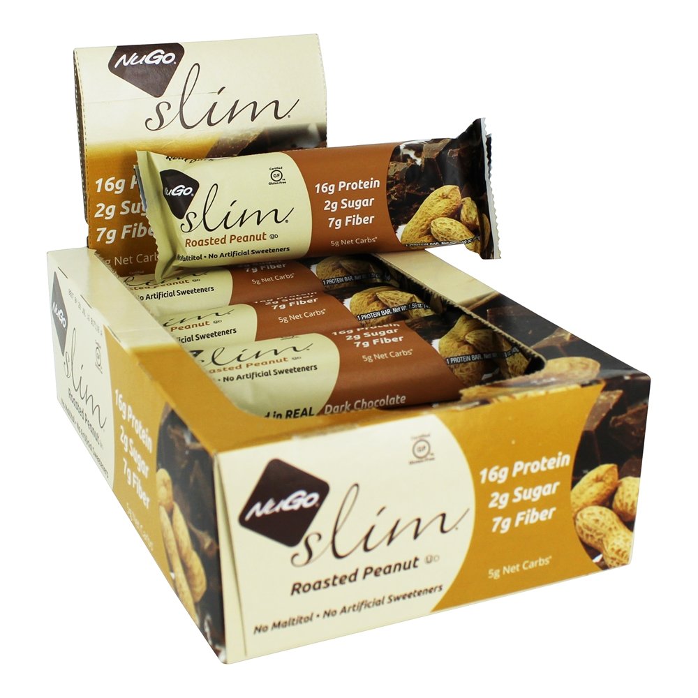 Comprar Barras De Chocolate Escuro Real Magro Assado De Amendoim - 12 Barras NuGo Nutrition