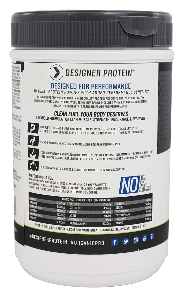 Comprar Organic Pro 30 100 % Baunilha Completa de Proteína à Base de Plantas - 1.29 lb. Designer Protein - Imagem 3