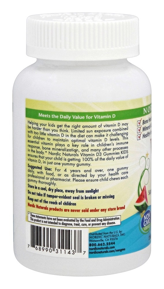 Comprar Gominhas de Vitamina D3 Para Crianças Sabor Melancia Splash 400 UI - 60 Gummies Nordic Naturals - Imagem 3
