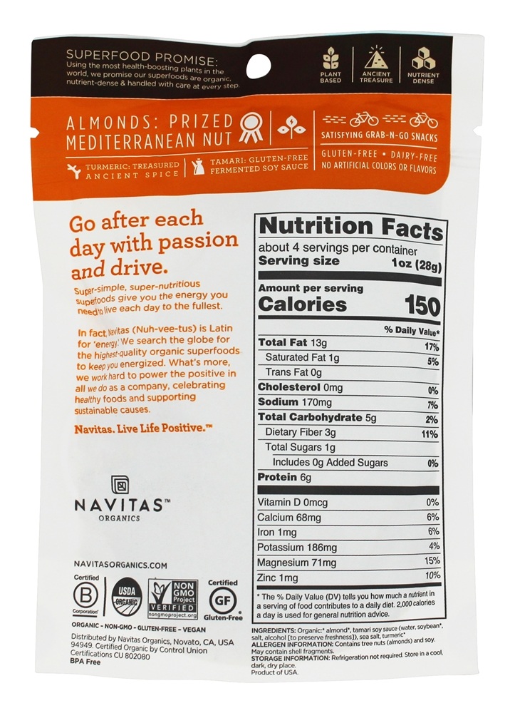 Comprar Superfood Orgânico + Açafrão Tamari Amêndoas - 4 oz. Navitas Organics - Imagem 2