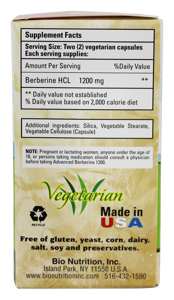 Comprar Berberina Avançada 1200 mg. - Cápsulas vegetarianas 50 Bio Nutrition - Imagem 2