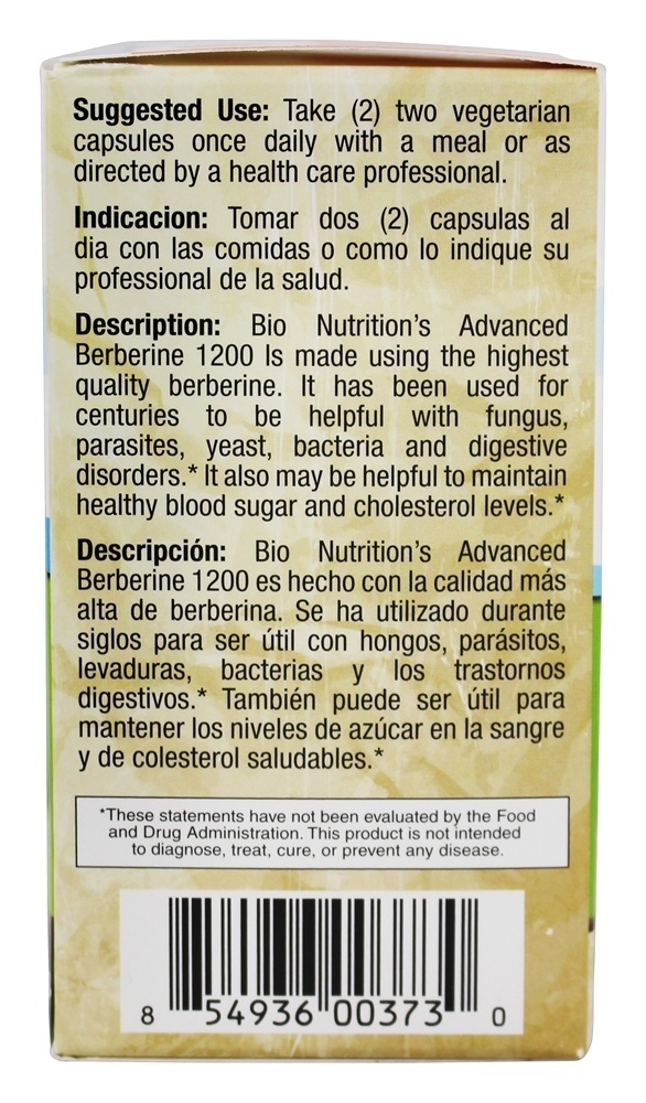 Comprar Berberina Avançada 1200 mg. - Cápsulas vegetarianas 50 Bio Nutrition - Imagem 3