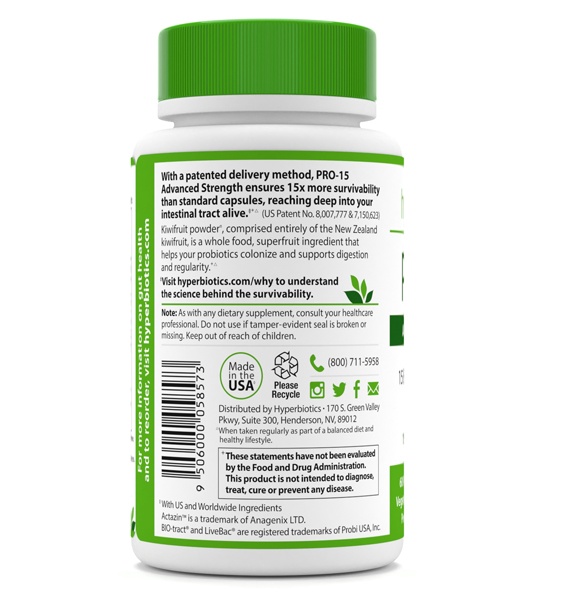 Comprar Pro-15 Probiótico de Potência Avançada com Kiwi 15 Bilhões de UFC - 60 Tablets Hyperbiotics - Imagem 3