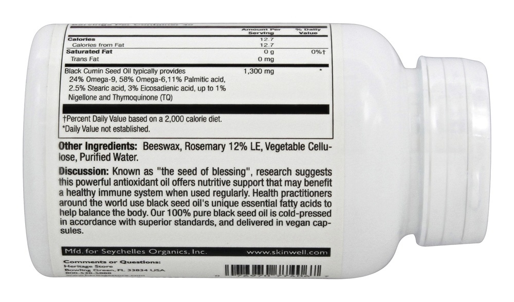 Comprar Óleo de semente preta 650 mg. - 90 Cápsula (s) líquida (s) vegetal (s) Heritage - Imagem 3