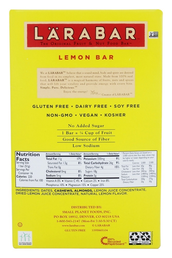 Comprar Fruta Original & Nut Bar Box Limão - 16 Barras Larabar - Imagem 2