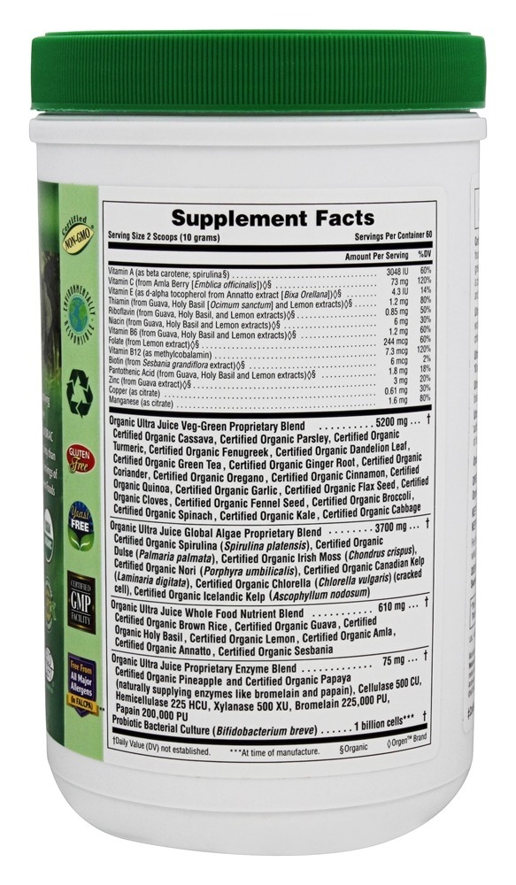 Comprar Ultra Suco Verde Orgânico em Pó - 1.32 lbs. Natures Plus - Imagem 2