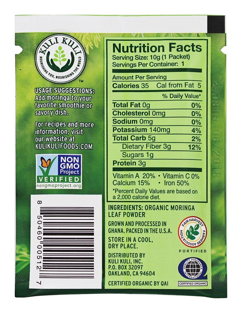 Comprar Pure Moringa Vegetal em Pó - 0.4 oz. Kuli Kuli - Imagem 2