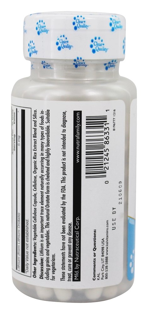 Comprar Orotato de Lítio 5 mg. - 120 Cápsula (s) vegetal (s) Kal - Imagem 3