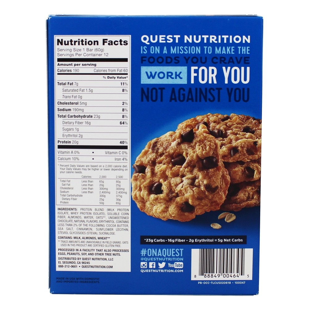 Comprar Quest Bar Caixa com Barras de Proteína Sabor Chocolate & Aveia - 12 Barras Quest Nutrition - Imagem 3