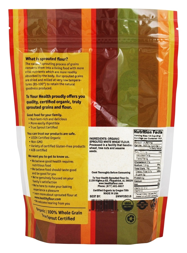 Comprar Farinha de Trigo Branca Brotada Orgânica - 16 oz. To Your Health - Imagem 2