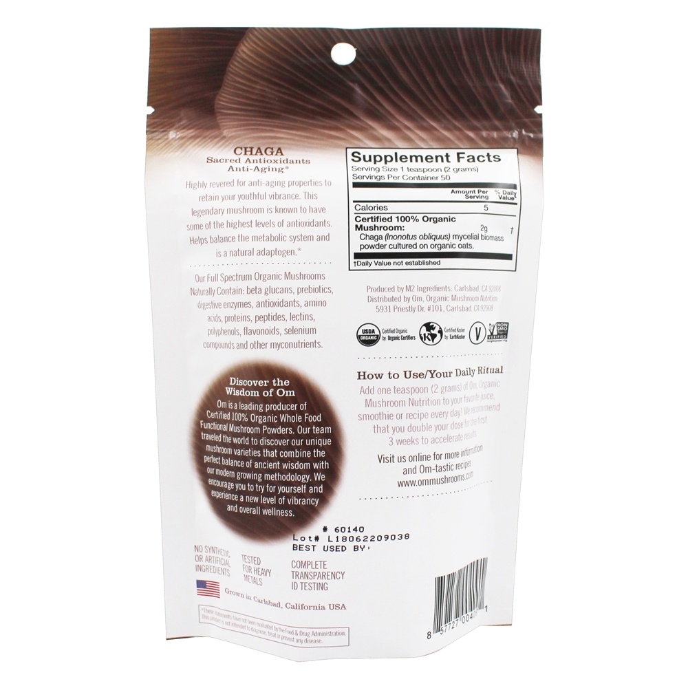 Comprar Cogumelo Orgânico Chaga Pó - 3.57 oz. Om - Imagem 2
