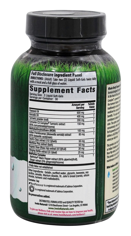 Comprar Whole-Body Turmeric Extra - 60 Softgels líquidos Irwin Naturals - Imagem 2
