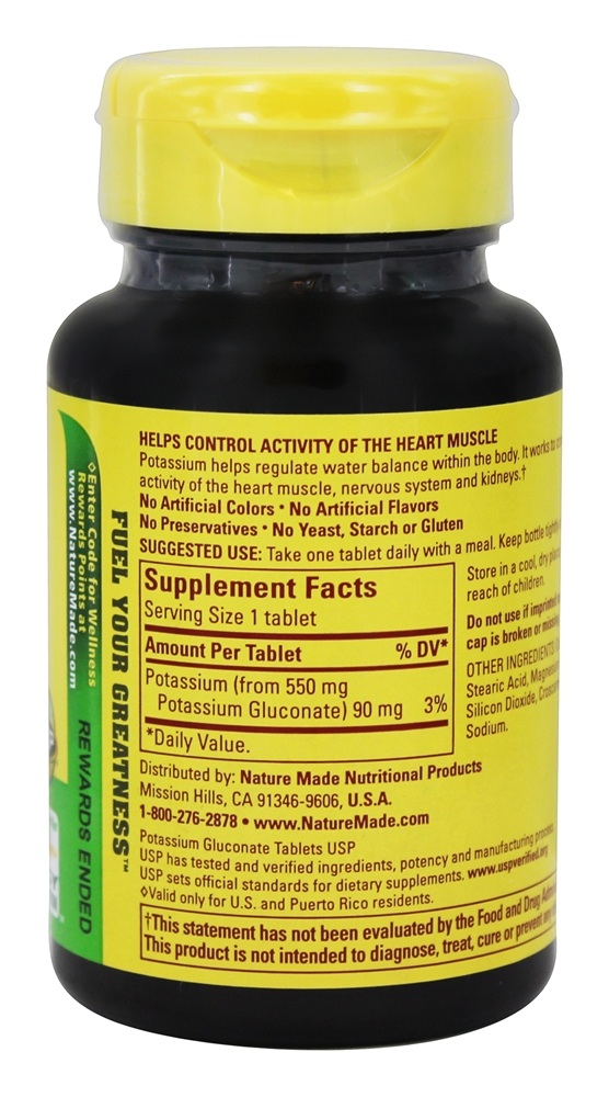 Comprar Gluconato de potássio 550 mg. - 100 Tablets Nature Made - Imagem 2