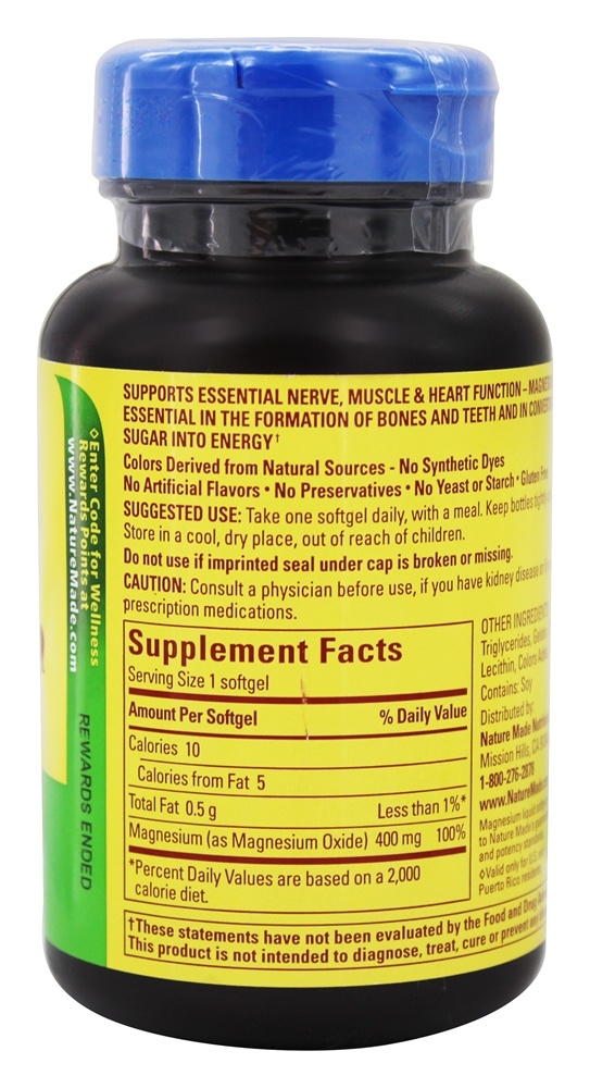 Comprar Magnésio de Alta Potência 400 mg. - 60 Softgels líquidos Nature Made - Imagem 2
