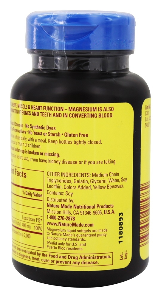 Comprar Magnésio de Alta Potência 400 mg. - 60 Softgels líquidos Nature Made - Imagem 3
