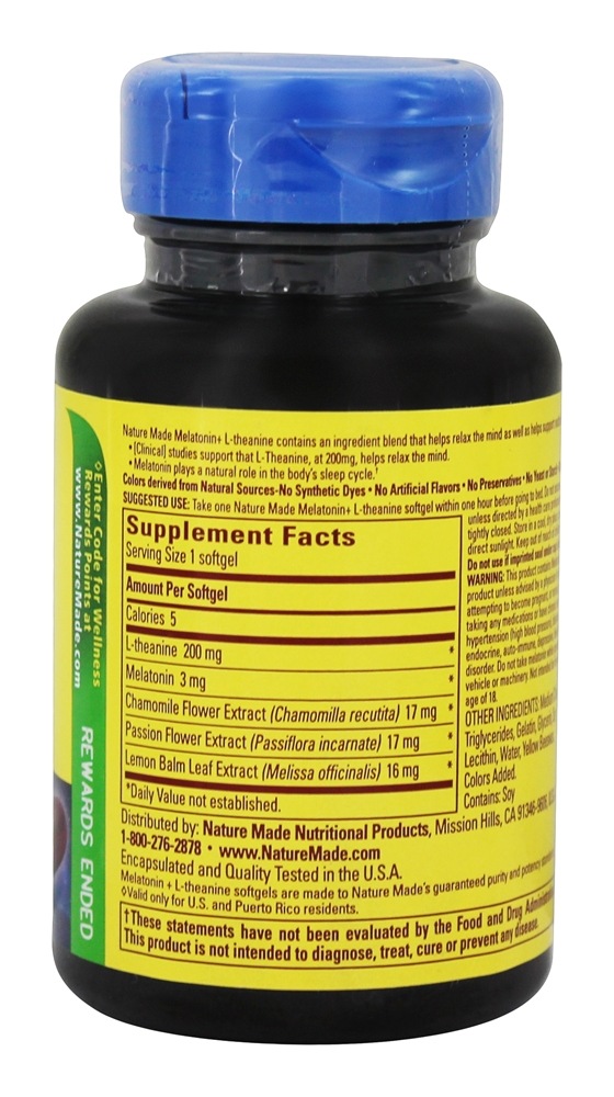 Comprar Melatonina 3mg + 200mg de L-Teanina - 60 Softgels Nature Made - Imagem 2