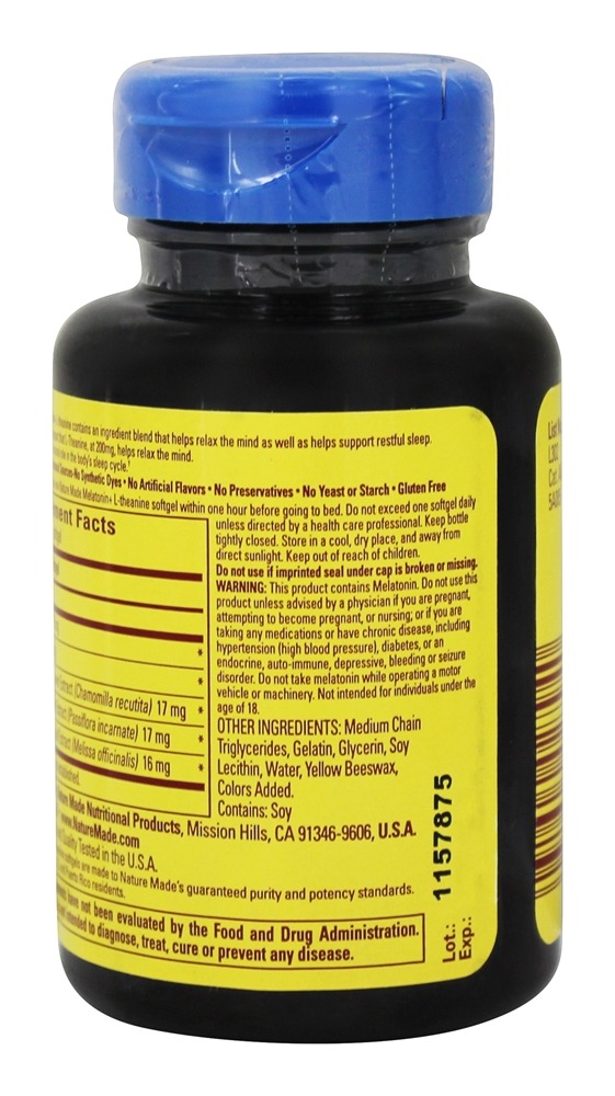 Comprar Melatonina 3mg + 200mg de L-Teanina - 60 Softgels Nature Made - Imagem 3