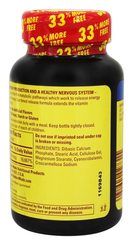 Comprar Vitamina B12 Liberação Programada 1000 mcg. - 160 Tablets Nature Made - Imagem 3