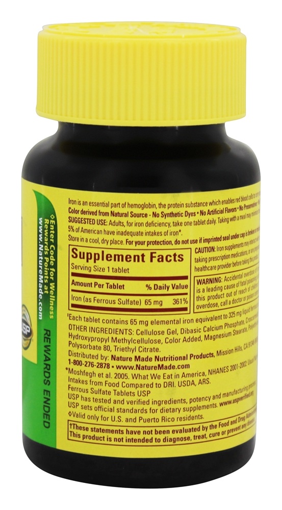 Comprar Ferro 65 mg. - 180 Tablets Nature Made - Imagem 2