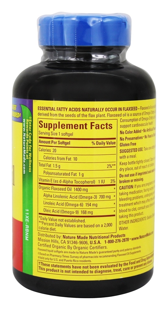 Comprar Óleo de Linhaça Um Por Dia 1400 mg. - 100 Softgels líquidos Nature Made - Imagem 2
