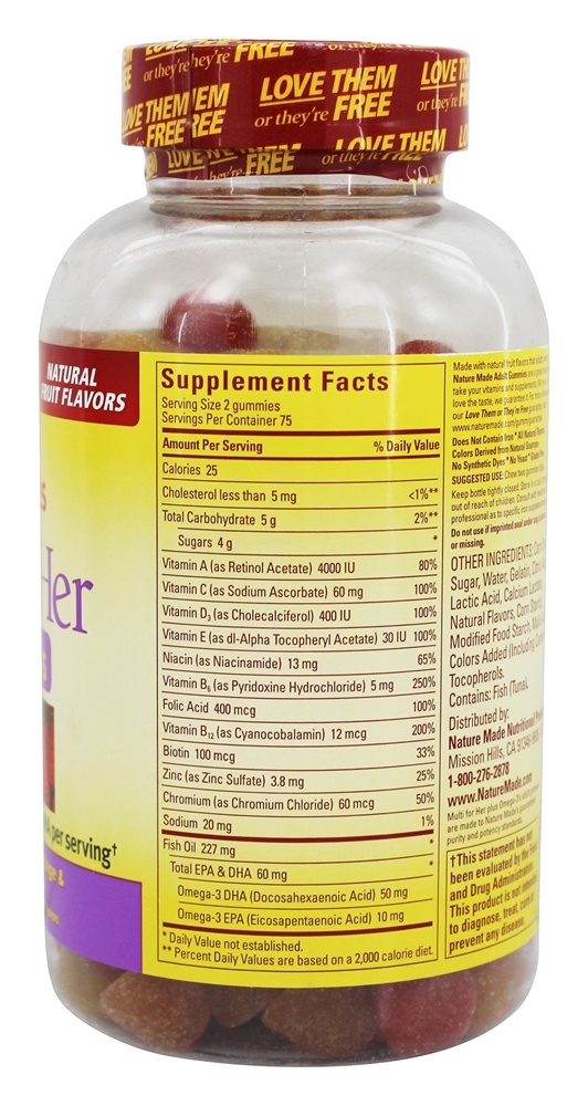 Comprar Multi para Ela Com Omega-3s Sabor Limão, Laranja e Morango - 150 Gummies Nature Made - Imagem 2