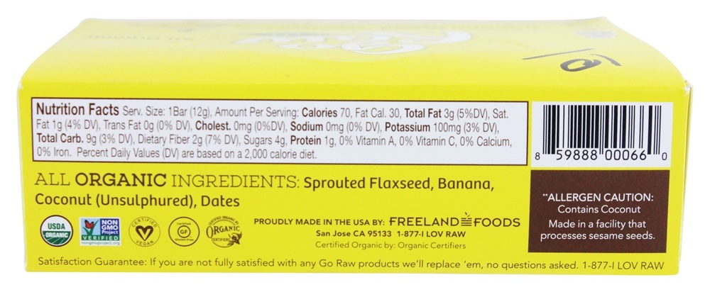 Comprar Pão de Banana Orgânica - 10 Barras Go Raw - Imagem 2