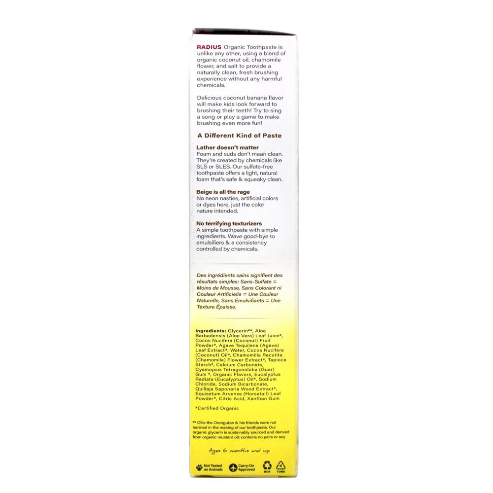 Comprar Toothpaste orgânico do óleo de coco para crianças Banana do coco - 3 oz. Radius - Imagem 3