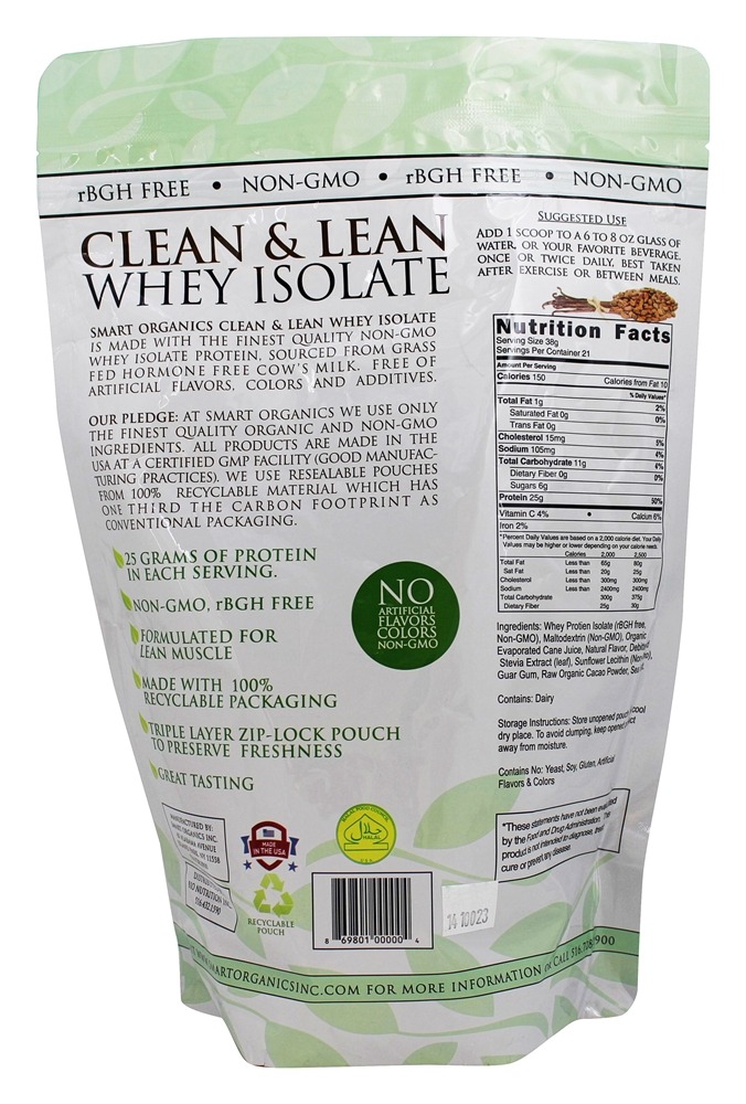 Comprar Limpar & Inclinar Soro de leite coalhado Isolar Orgânico Cacau e Baunilha - 1.75 lbs. Smart Organics - Imagem 2