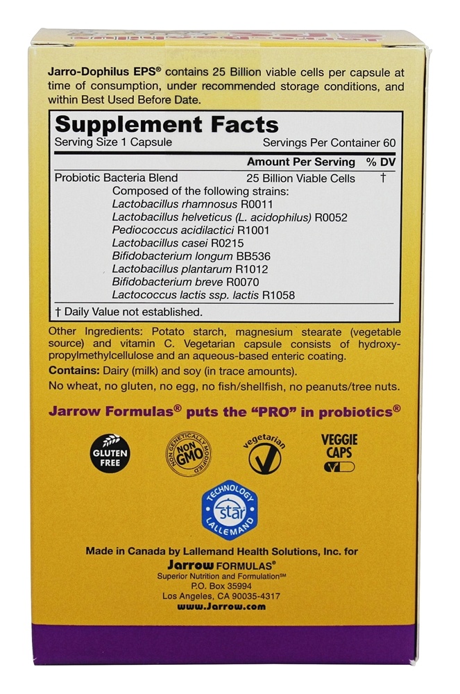 Comprar Suplemento probiótico de EPS Jarro-Dophilus 25 Bilhões de UFC - Cápsulas vegetarianas 60 Jarrow Formulas - Imagem 2