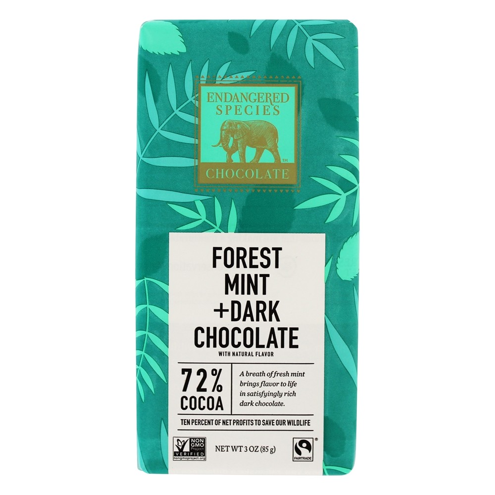 Comprar Caixa de barras de chocolate escuro 72 menta de cacau - 12 Barras Endangered Species - Imagem 2