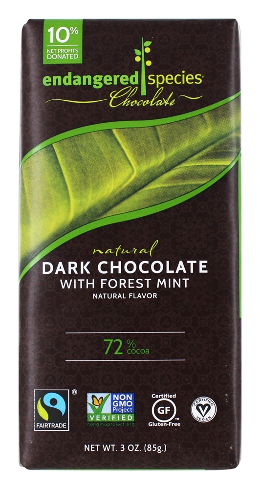 Comprar Caixa de barras de chocolate escuro 72 menta de cacau - 12 Barras Endangered Species - Imagem 4