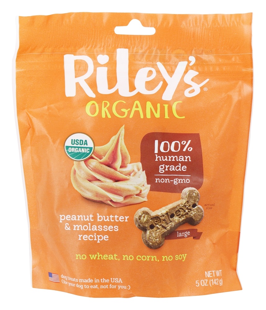 Comprar O cão de ossos grandes orgânico trata a manteiga de amendoim e a receita de melaço - 5 oz. Riley's Organics