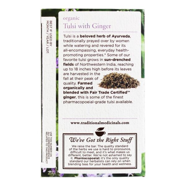 Comprar Tulsi Orgânica Com Chá De Ervas De Gengibre - 16 Saquinhos de Chá Traditional Medicinals - Imagem 4