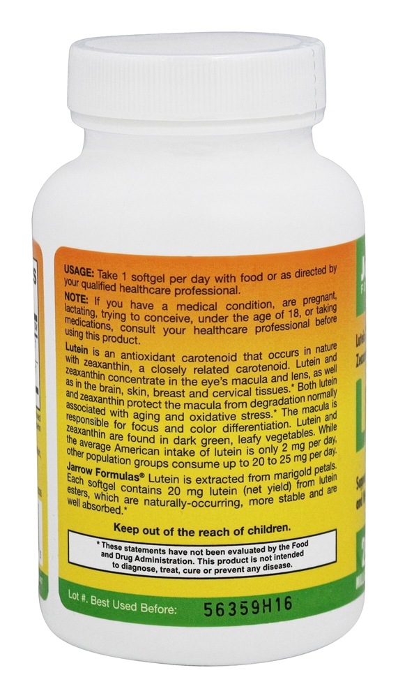 Comprar Luteína (Pacote Econômico) 20 mg. - 120 Softgels Jarrow Formulas - Imagem 3
