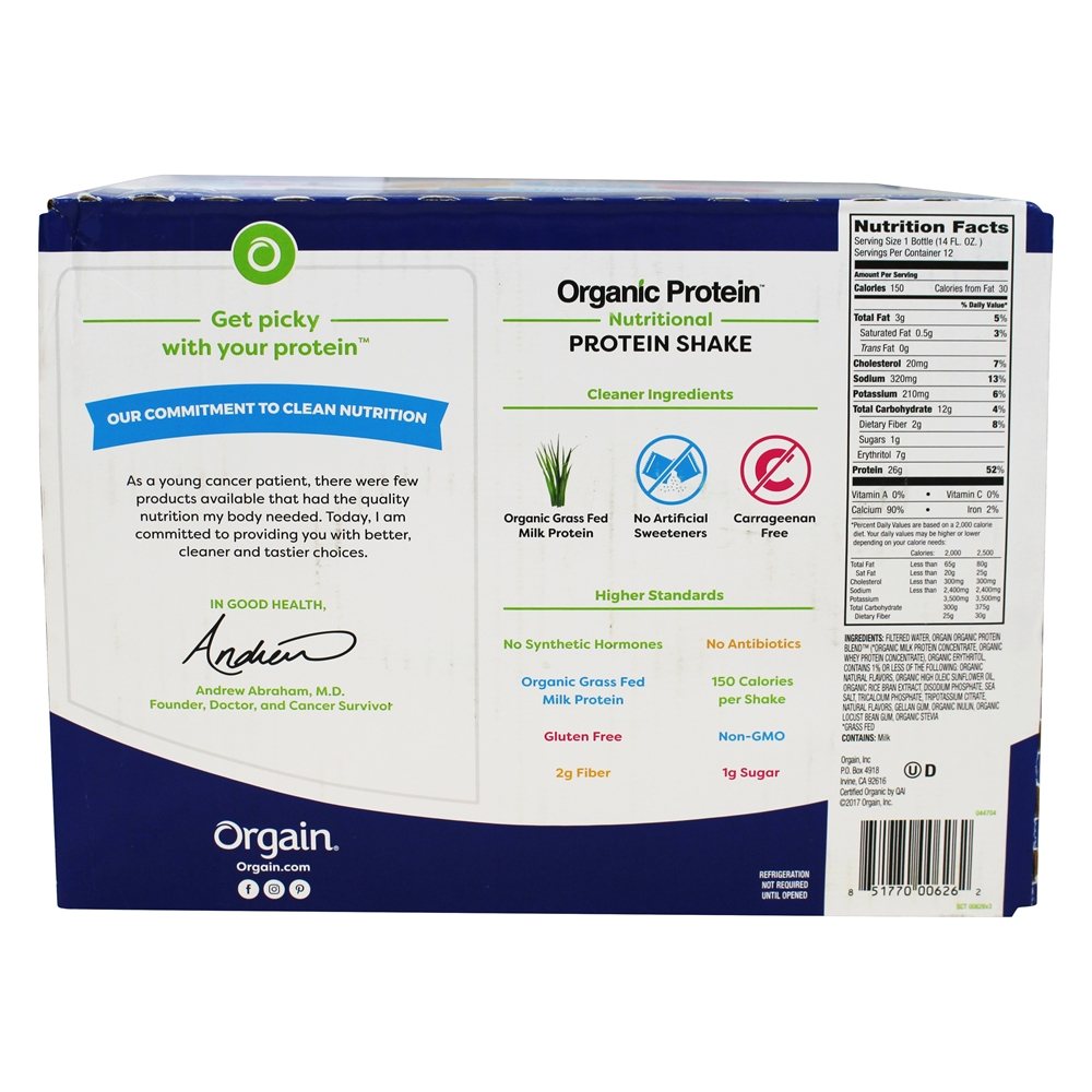 Comprar Proteína Nutricional Orgânica RTD Agite 26g de Feijão de Baunilha - 12 Frasco (s) Orgain - Imagem 2
