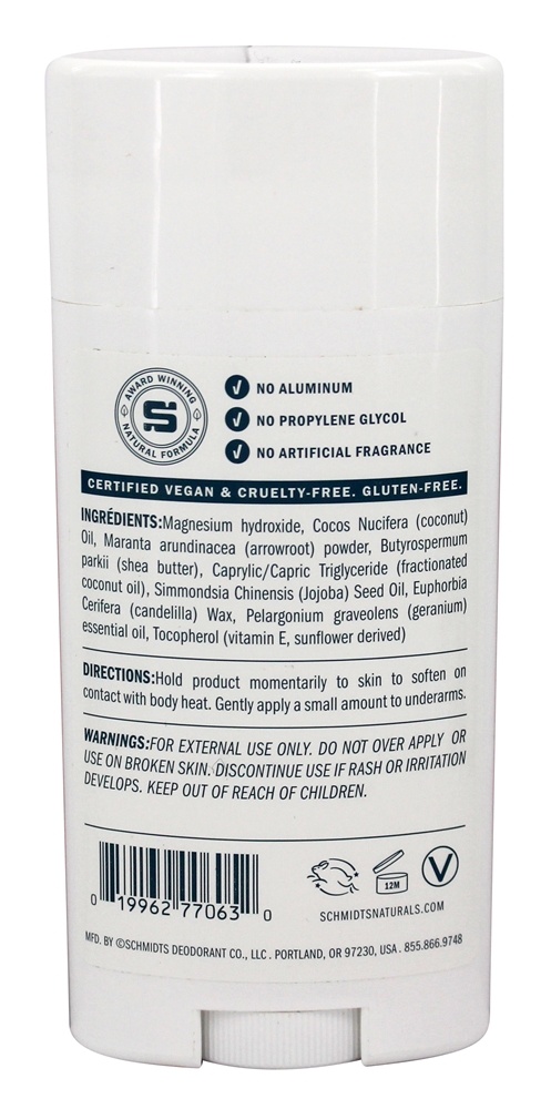 Comprar Flor de gerânio de fórmula de pele sensível Natural vara desodorante - 3.25 oz. Schmidt's - Imagem 2